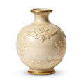 Antiqued Cream Floral Ceramic Vase