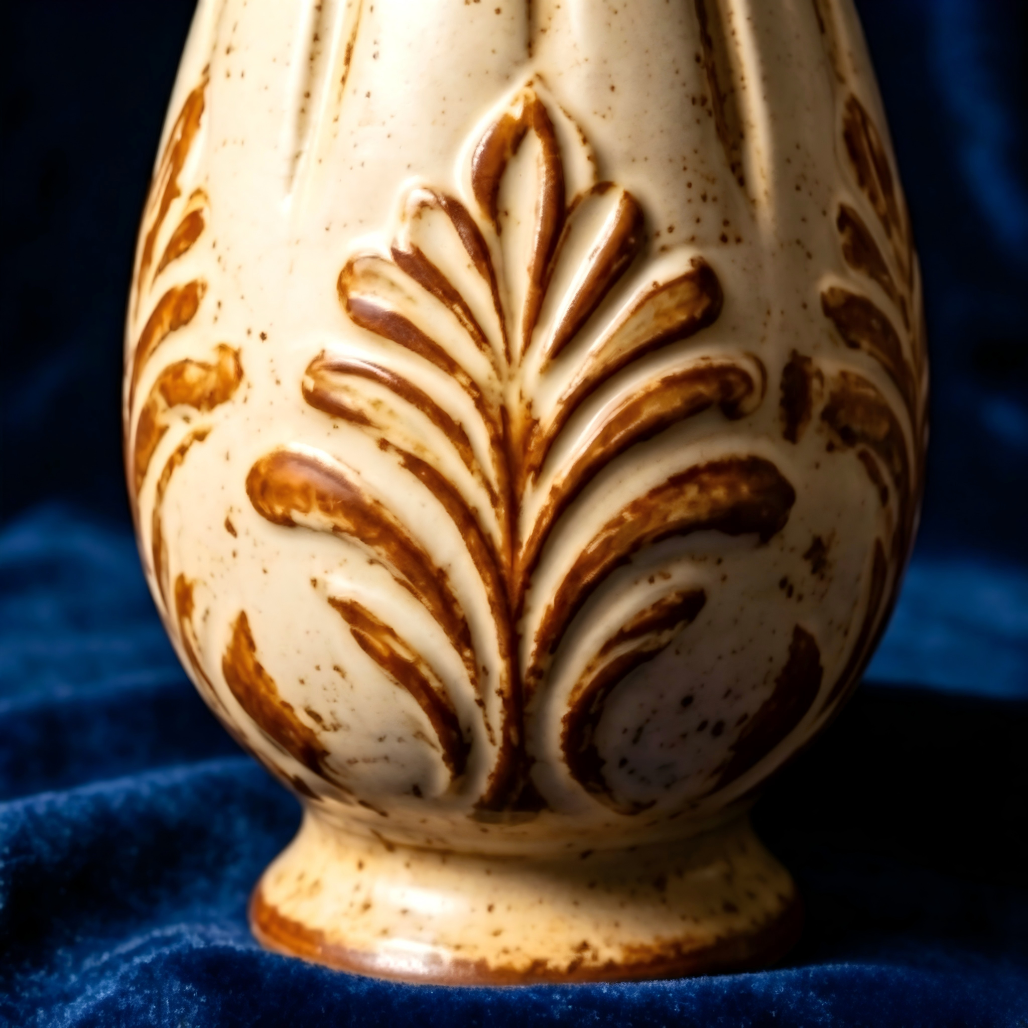 Rustic Embossed Fern Ceramic Vase