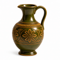 Rustic Olive Green Embossed Floral Pitcher
