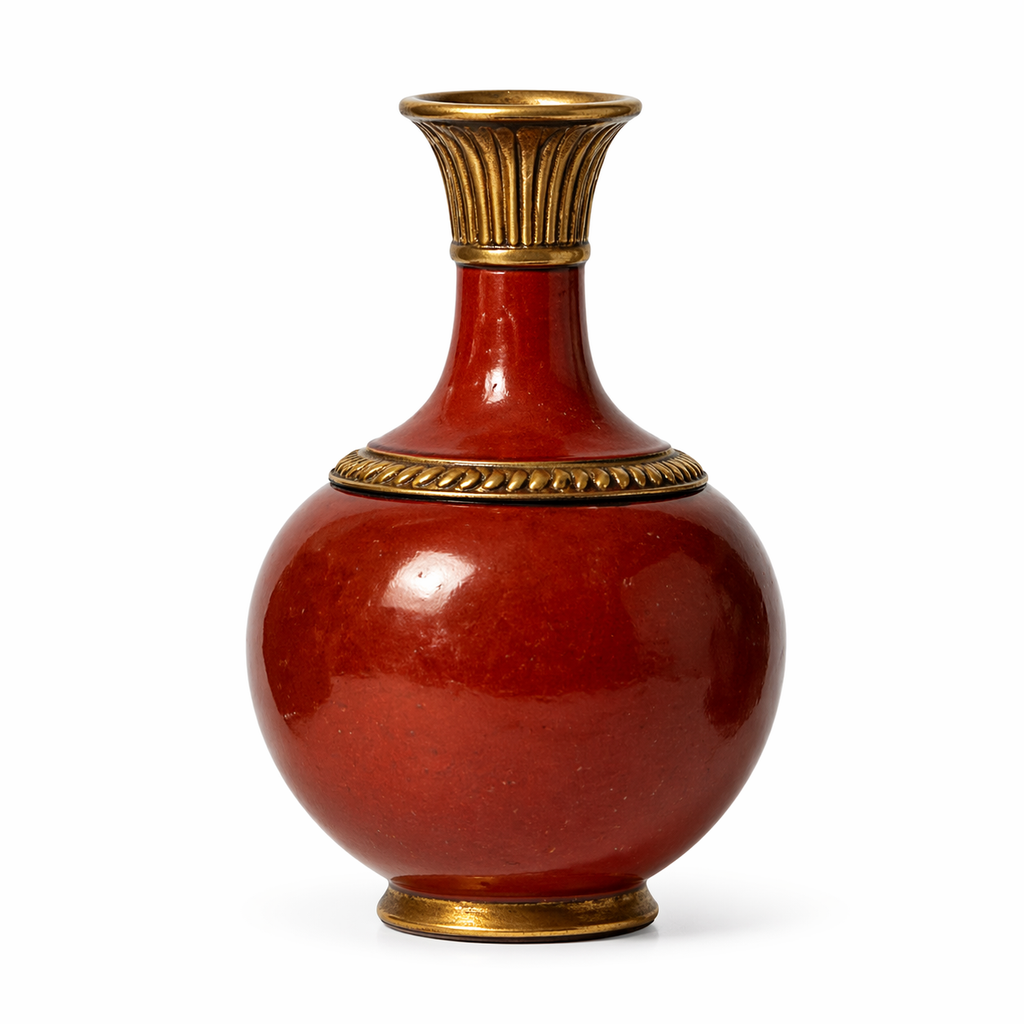 Gilded Crimson Ceramic Vase
