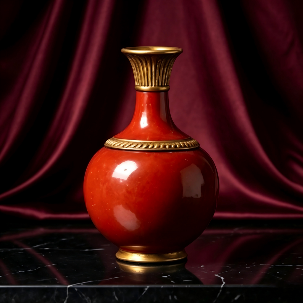 Gilded Crimson Ceramic Vase