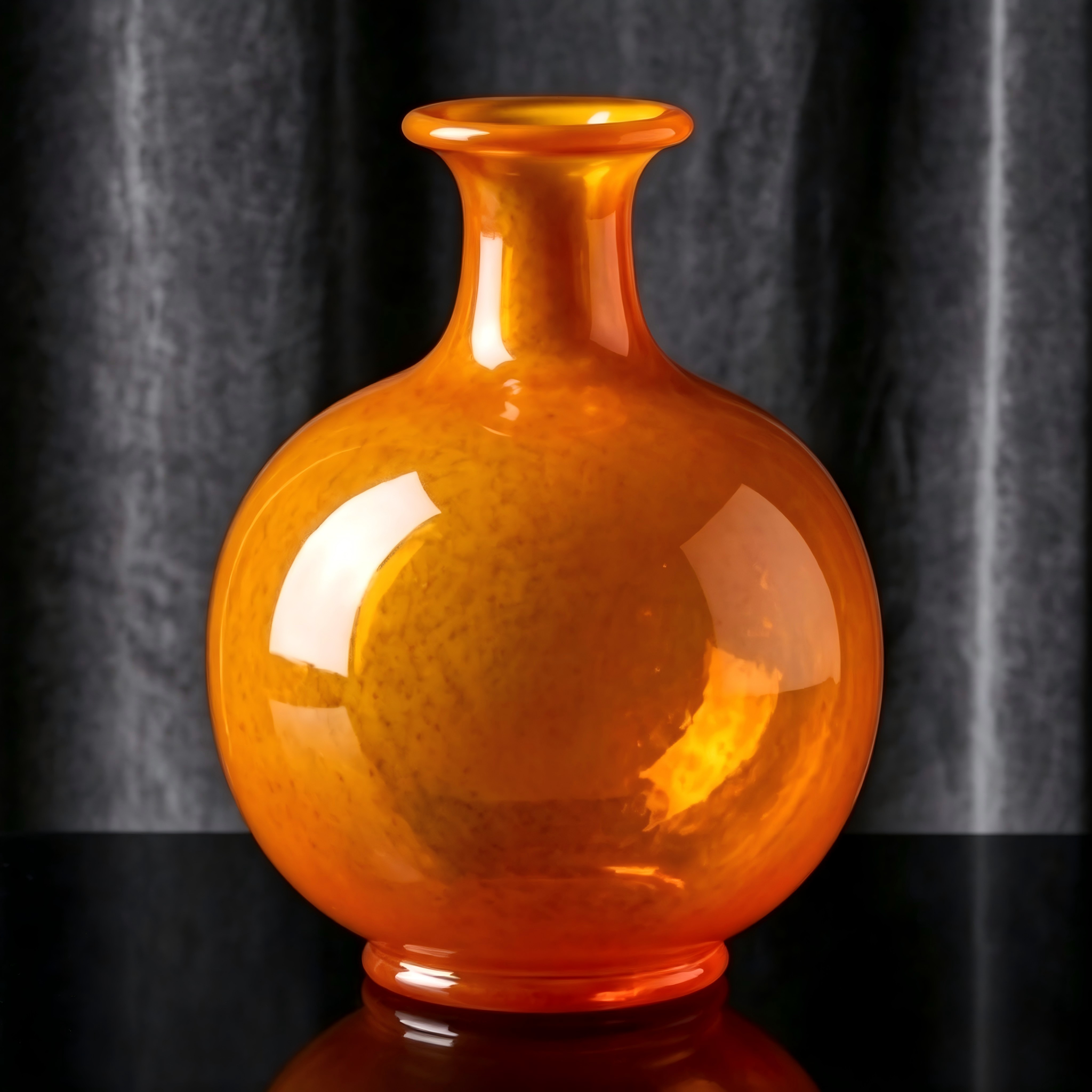 Vibrant Tangerine Art Glass Vase