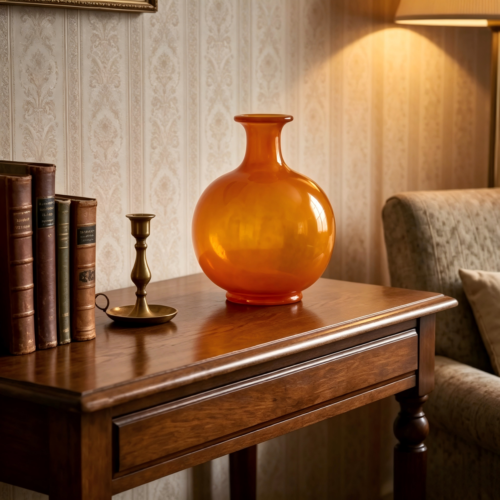 Vibrant Tangerine Art Glass Vase
