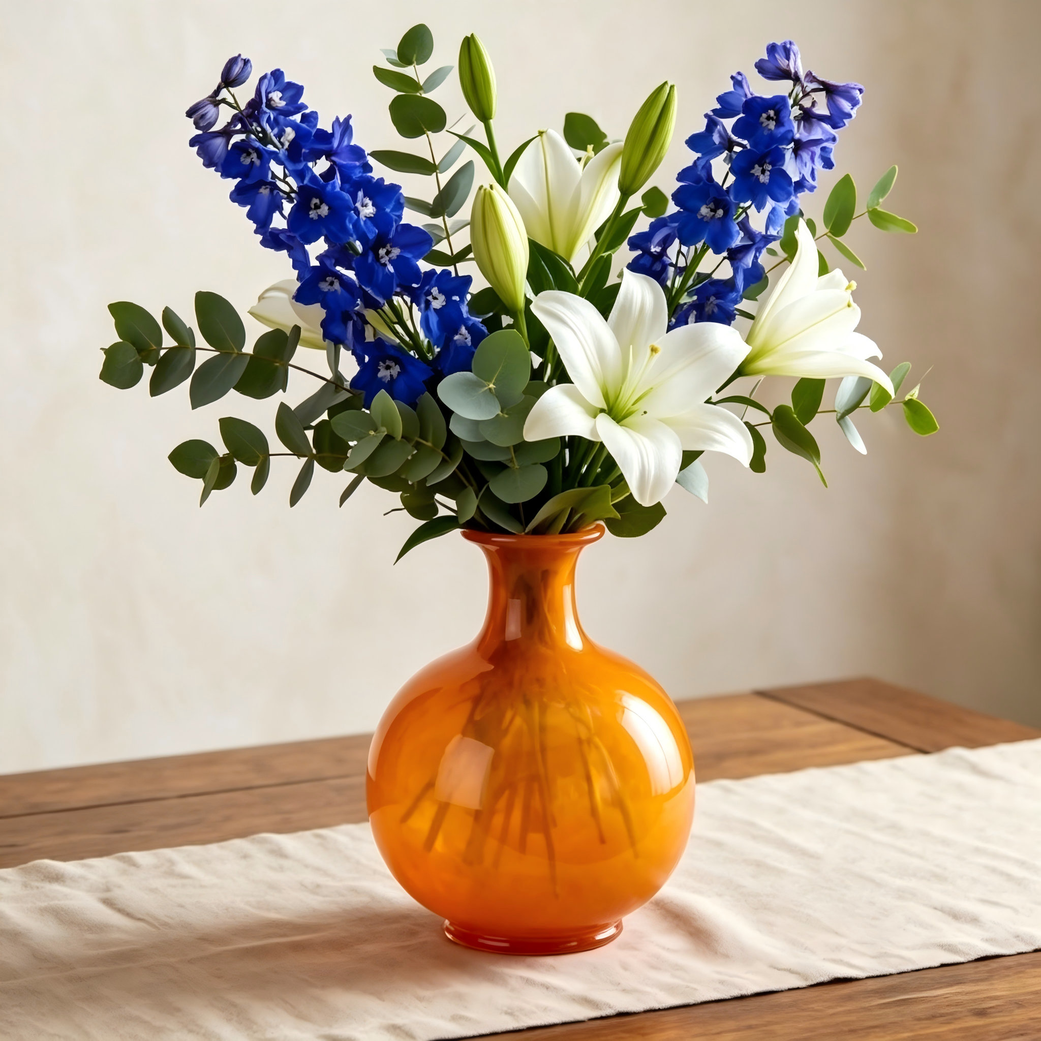Vibrant Tangerine Art Glass Vase