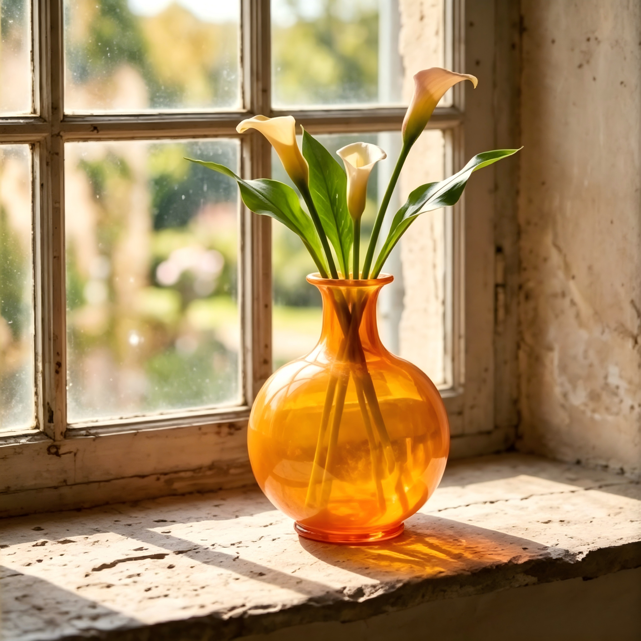 Vibrant Tangerine Art Glass Vase