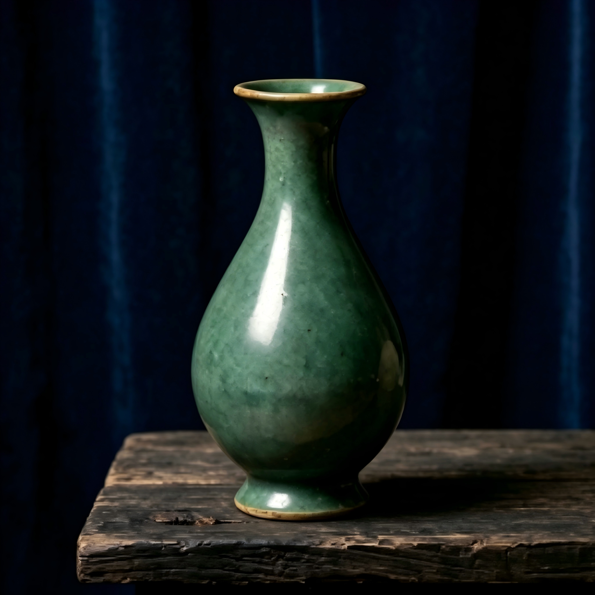 Rustic Emerald Green Ceramic Vase