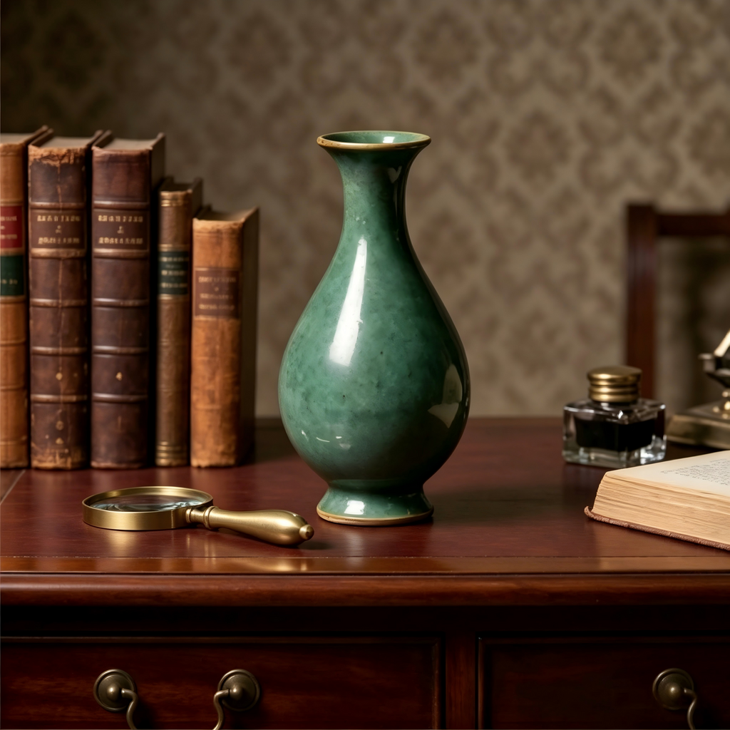 Rustic Emerald Green Ceramic Vase