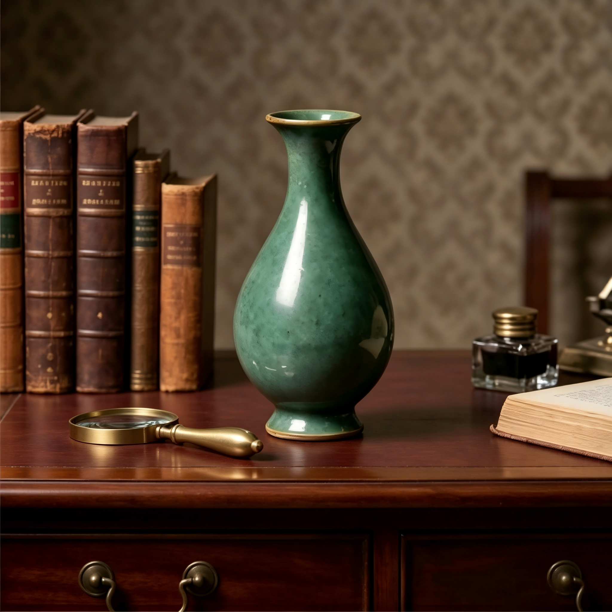 Rustic Emerald Green Ceramic Vase