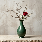 Rustic Emerald Green Ceramic Vase