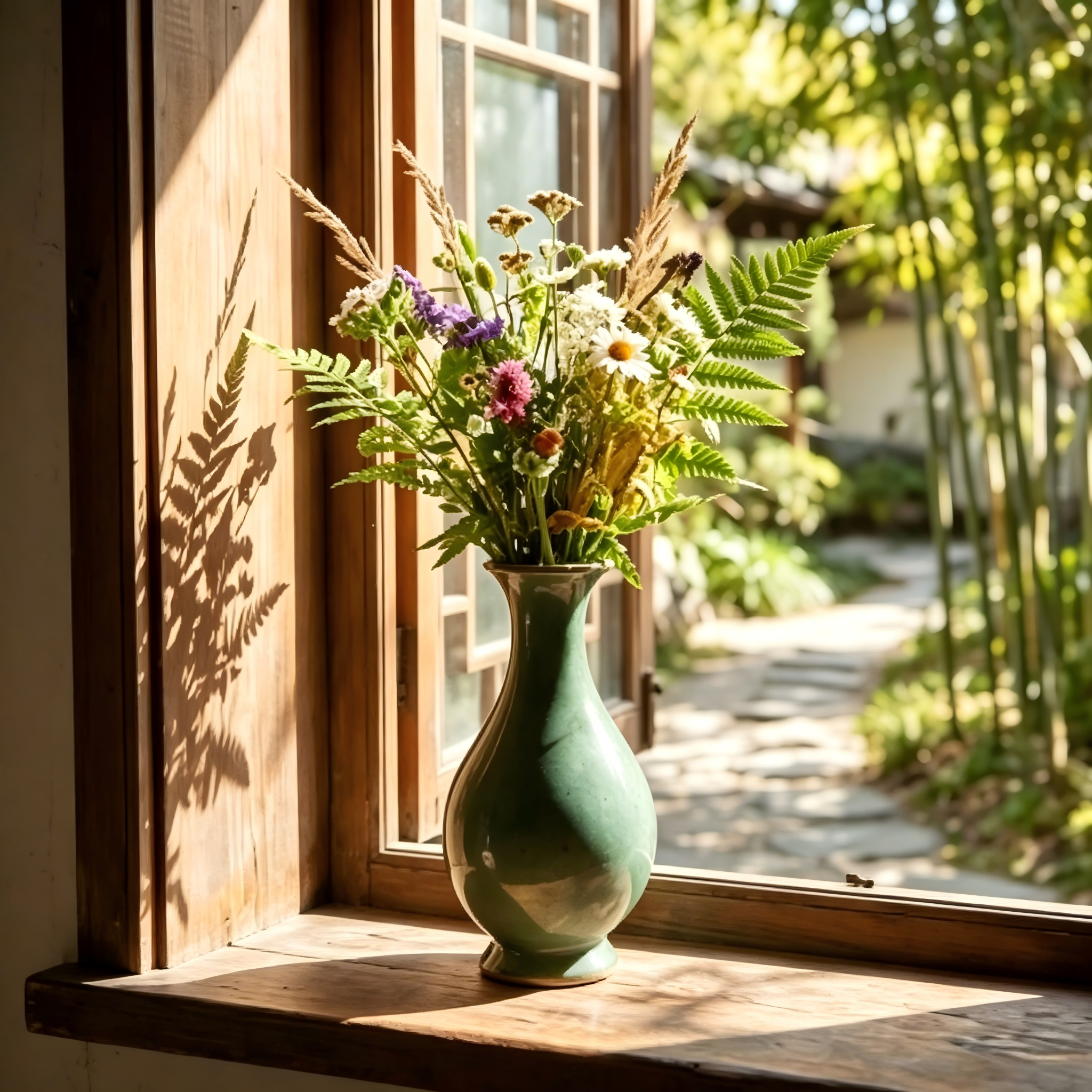 Rustic Emerald Green Ceramic Vase